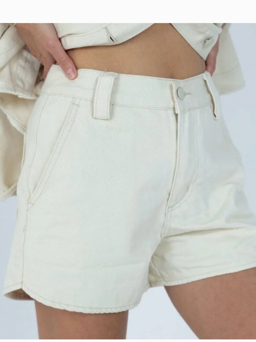 The Foxy Kind Ace High Denim Cream Shorts in Buttermilk NWT Size XL